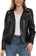 Fahsyee Faux Leather Jacket for Women - Tailored Moto Style Jewelry