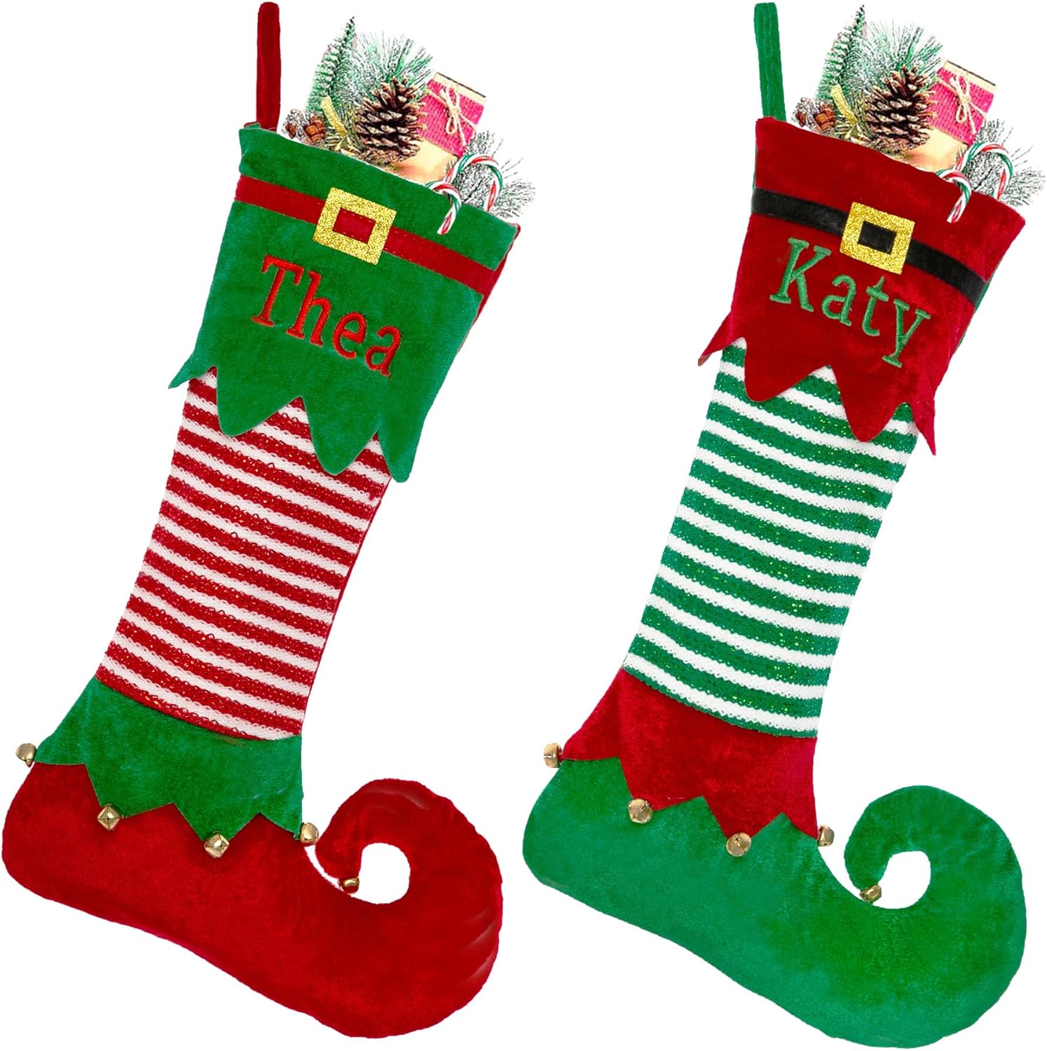 Personalized Christmas Stockings for Kids - Custom Name Elf Design