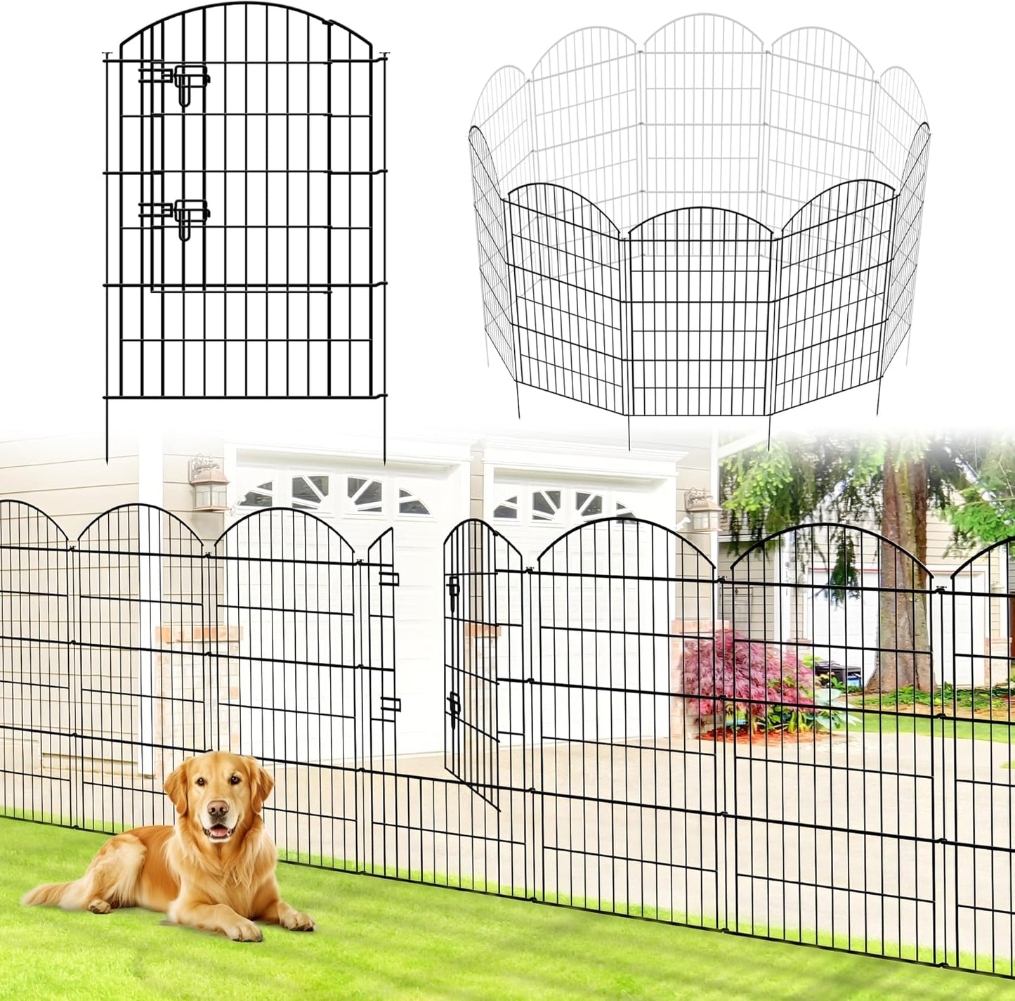 Metal Garden Fence 40 in H x 28 in W for Dog and Yard Use