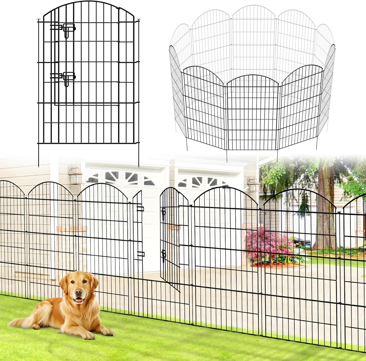 Metal Garden Fence 40 in H x 28 in W for Dog and Yard Use