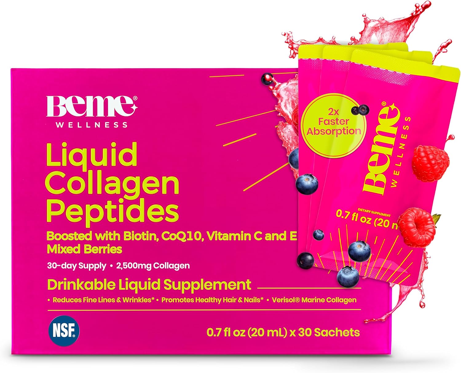 BeMe Liquid Collagen for Women - 2500mg Marine Collagen