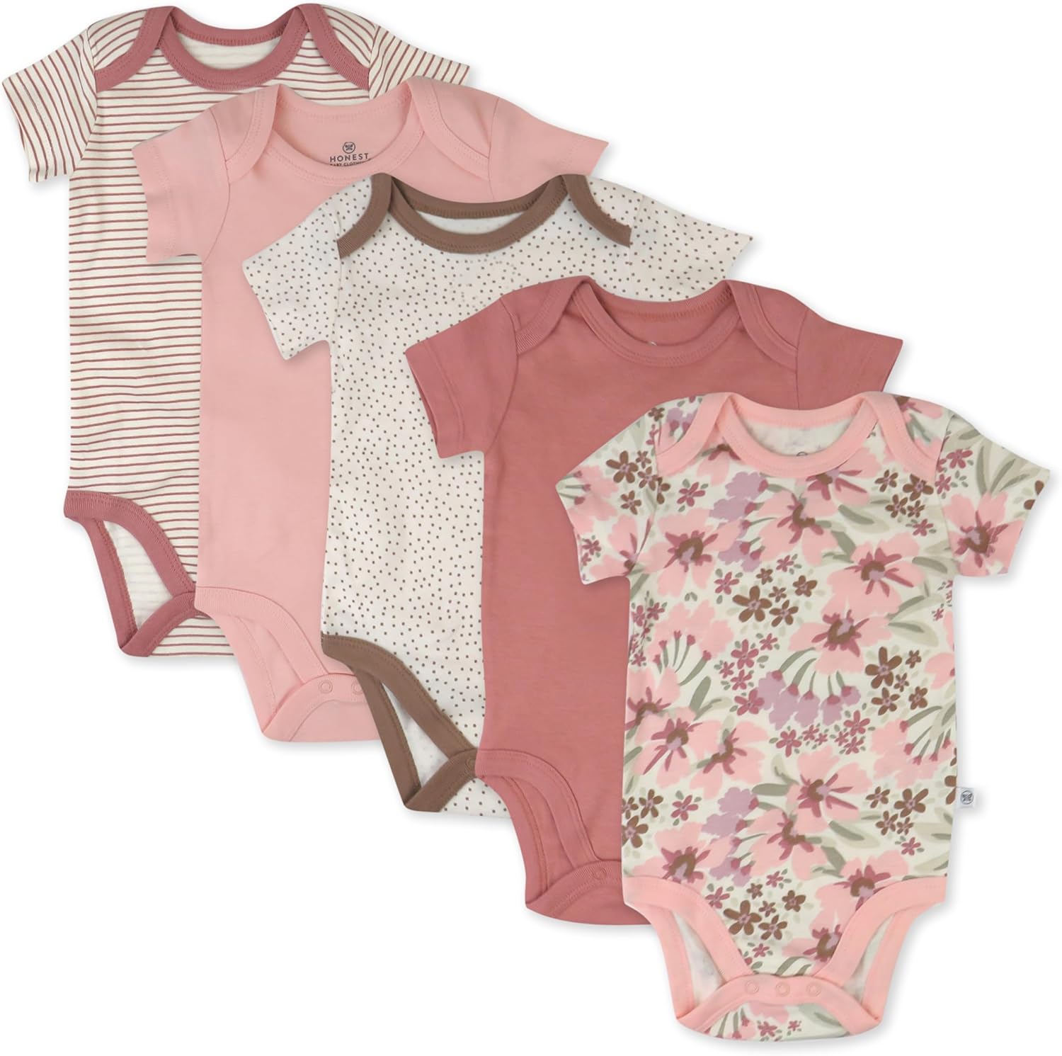 Organic Cotton Baby Girls Bodysuits - 5-Pack Short Sleeve Set