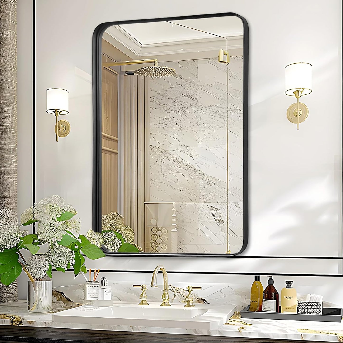 Fabuday Bathroom Mirror - 24x32 Inch Black Framed Design