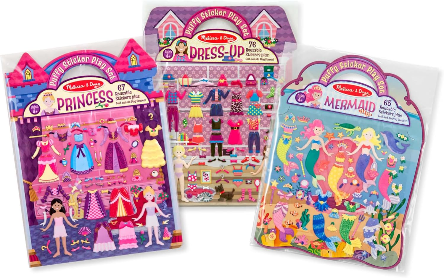 208 Reusable Sticker Book Set - Dress-Up, Princess, Mermaid