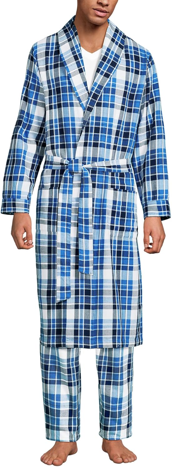 Lands' End Men's Flannel Sleepwear Robe for Ultimate Comfort