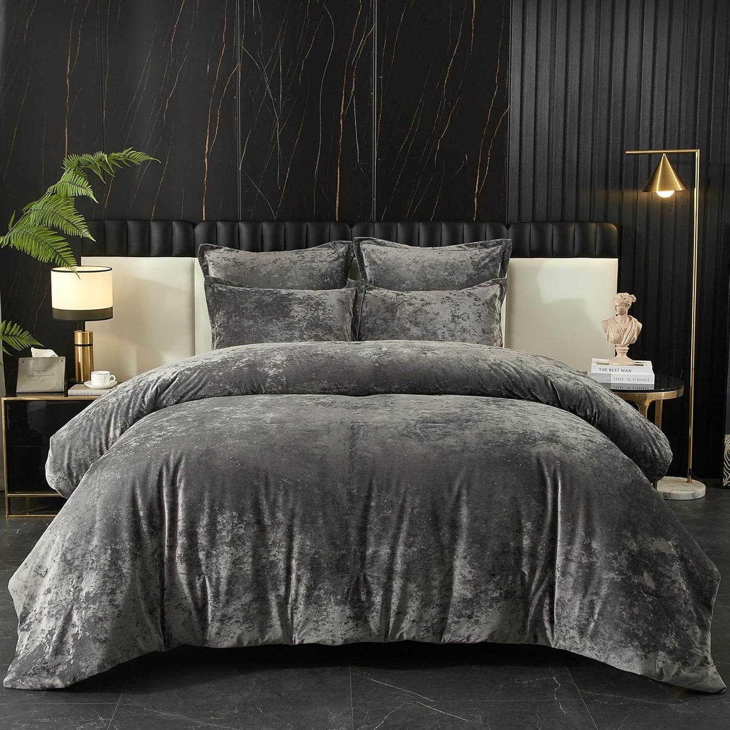 Ivellow Crushed Velvet Comforter Set King - Luxurious Softness