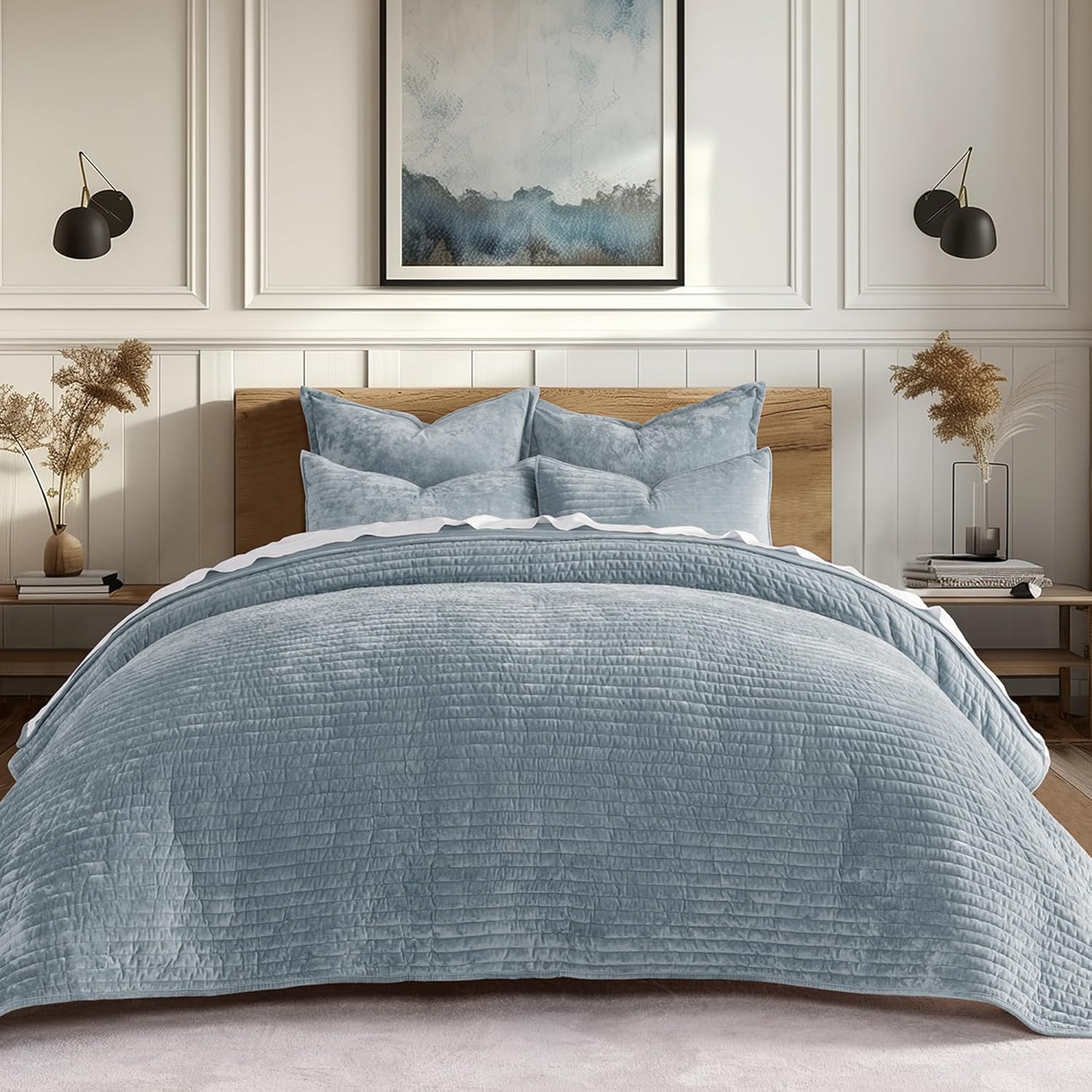 Luxurious Velvet Quilt Set King Size for All Season Comfort