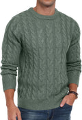 Askdeer Men's Cable Knit Chunky Crewneck Sweater - Warm Everyday Wear