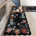 Vintage Floral Kitchen Mats 3PC Set - Cushioned Non Slip Comfort