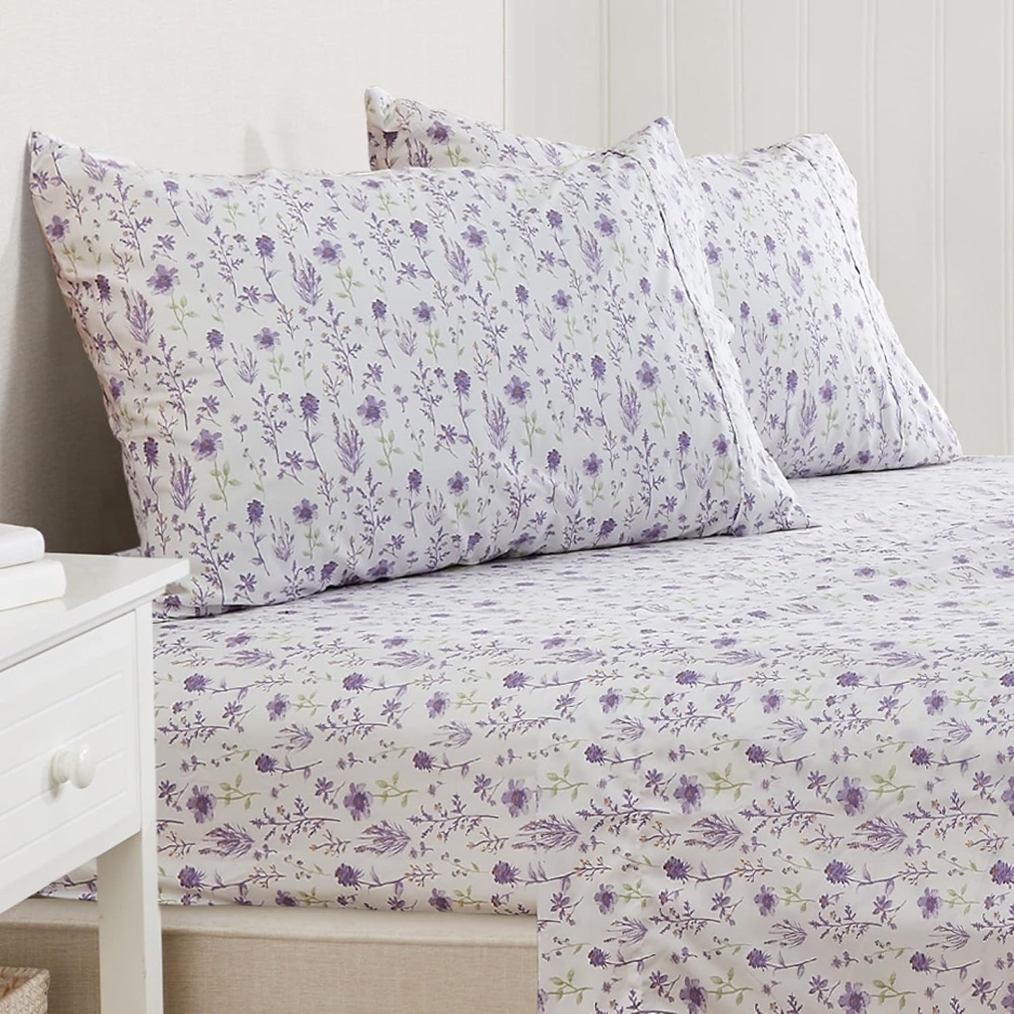 Floral Print Microfiber Sheet Set - Ultra-Soft Bedding for Comfort