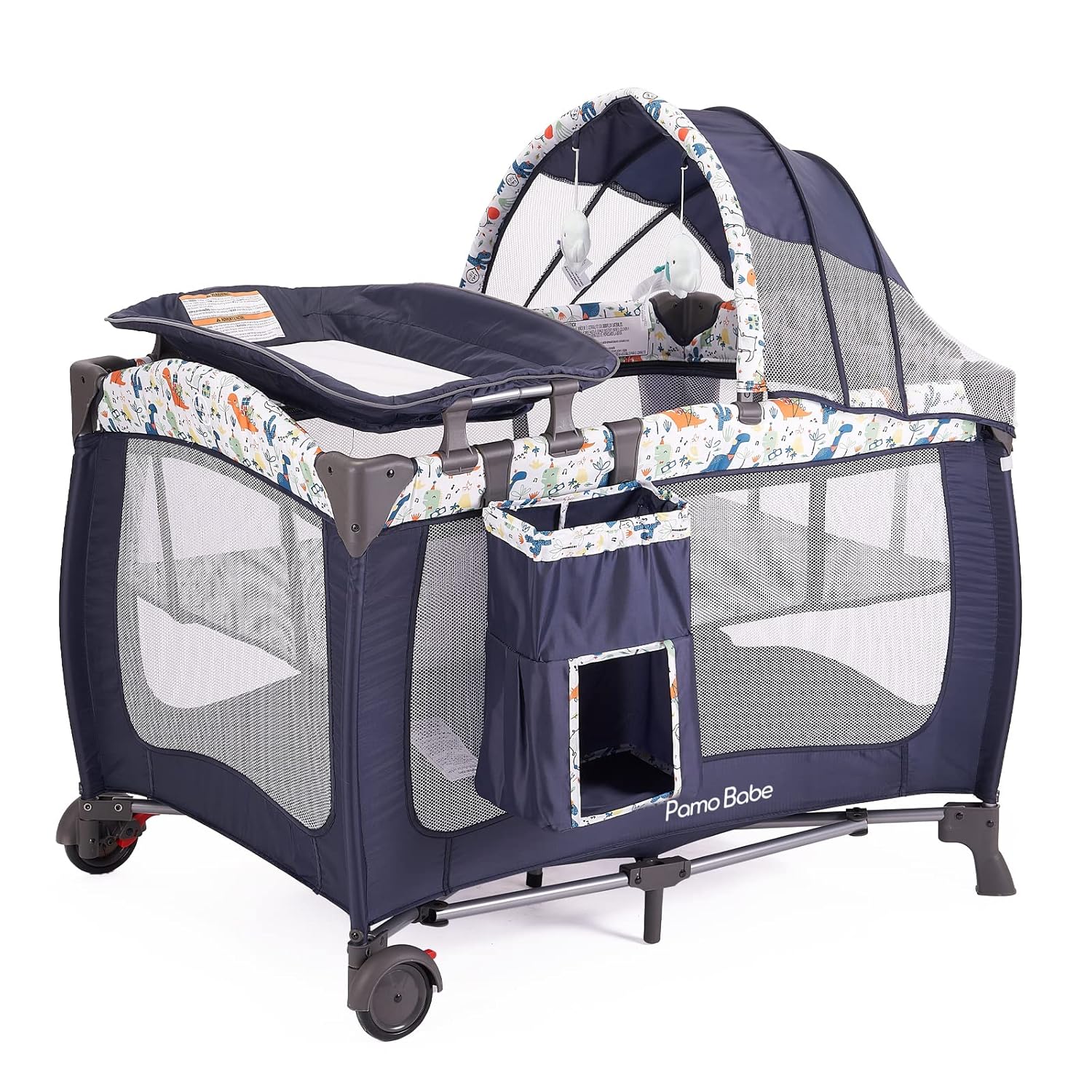 Pamo Babe Portable Baby Nursery Center Play Yard with Wheels