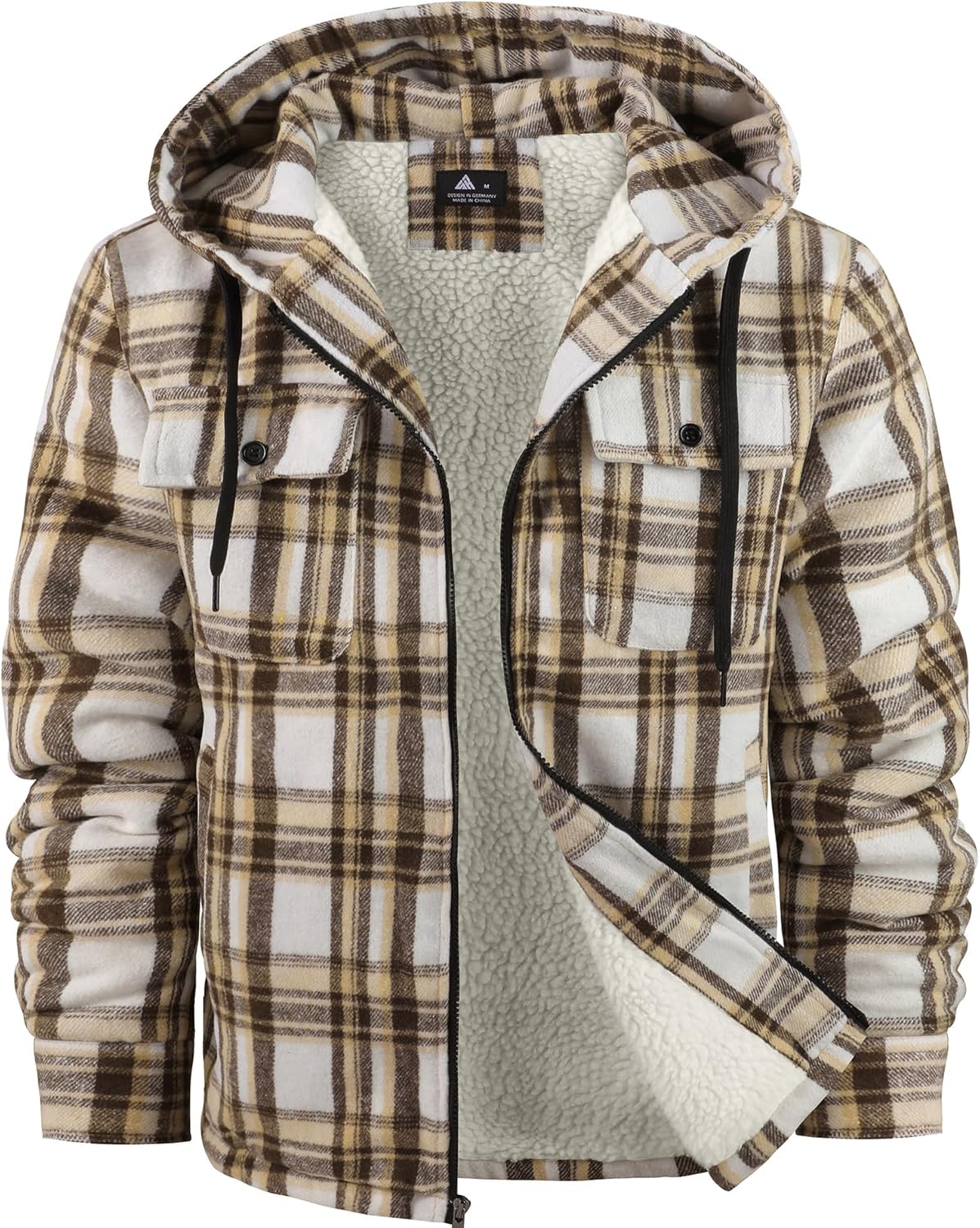 ZITY Men's Flannel Hooded Jacket for Warmth and Style