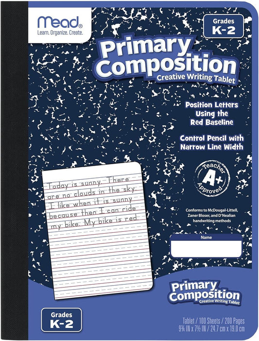 Mead Primary Composition, Wide Ruled, Grades K-2 Writing Workbook - Blue Marble