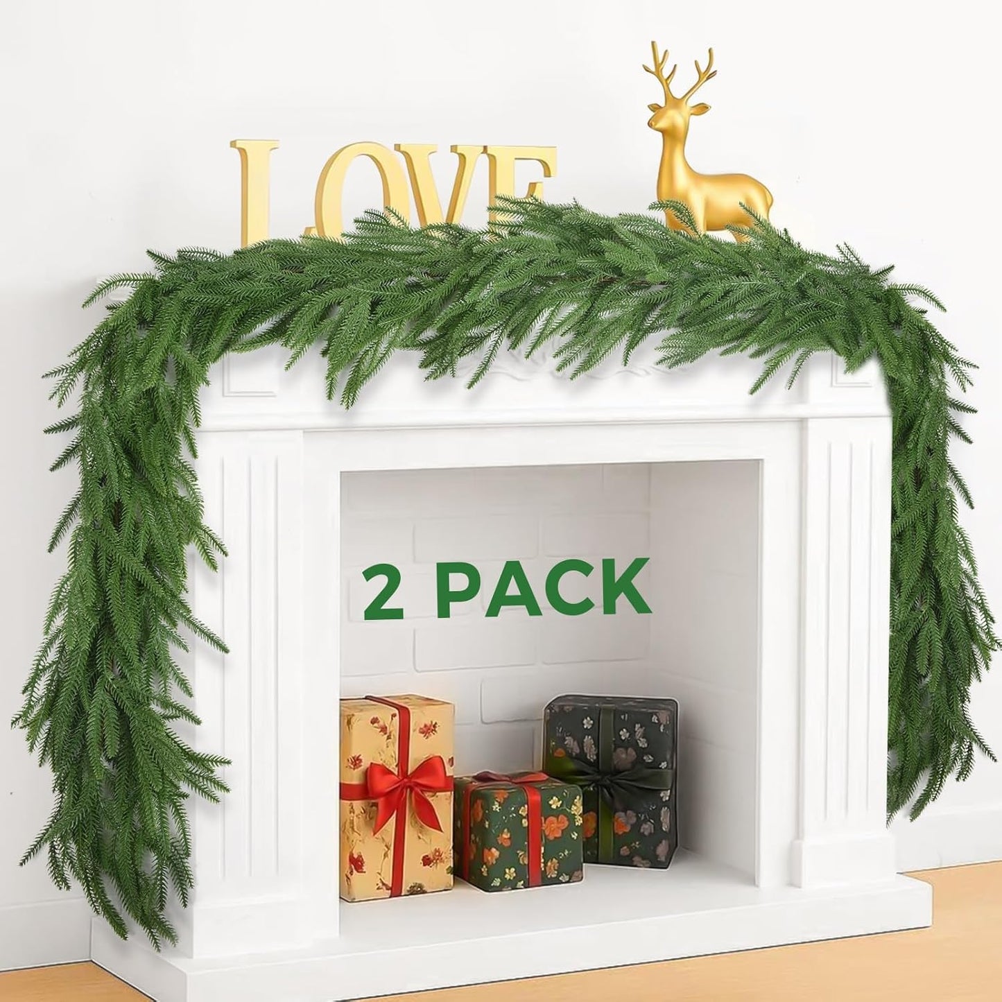 9FT Christmas Norfolk Pine Garland for Festive Decor