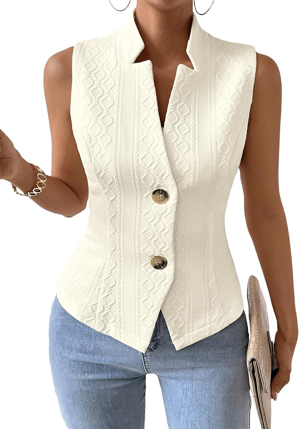Mina Self Women's Sleeveless Sweater Vest - Stylish Office Wear