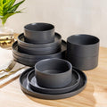 Ceramic Dinnerware Sets for 4 - Speckled Black Reactive Glaze