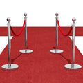 Stainless Steel Stanchion Post with Red Velvet Rope - 4 Pack