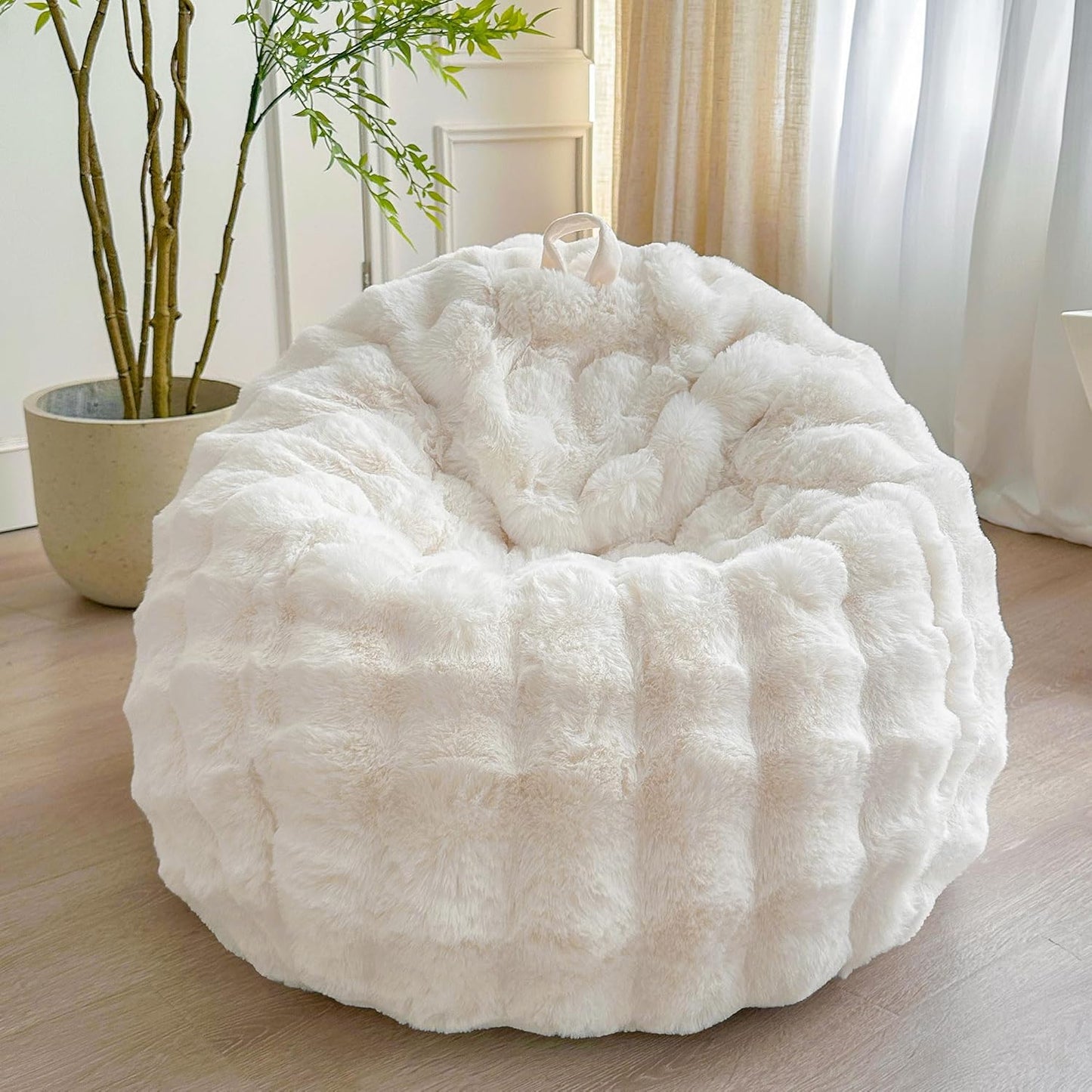 LIFEREVO Fluffy Faux Rabbit Fur Bean Bag Cover for Comfort