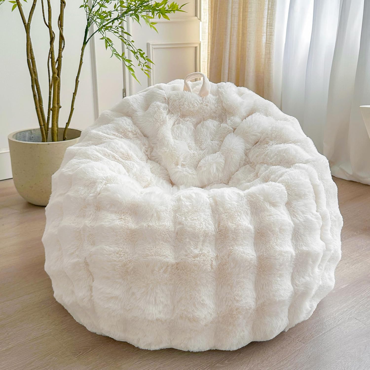 LIFEREVO Fluffy Faux Rabbit Fur Bean Bag Cover for Comfort