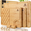 Large Bamboo Cutting Boards Set of 4 for Kitchen Use and Gifts