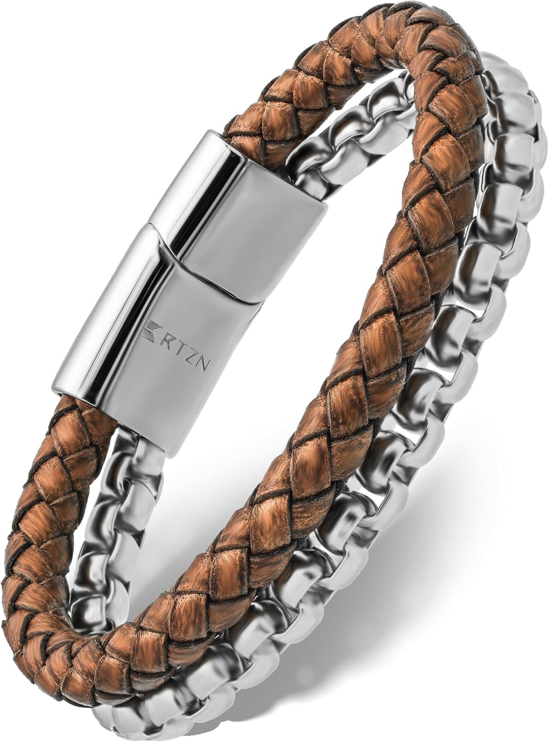 RTZN Brown Leather Bracelet for Men - Artisan Crafted Elegance