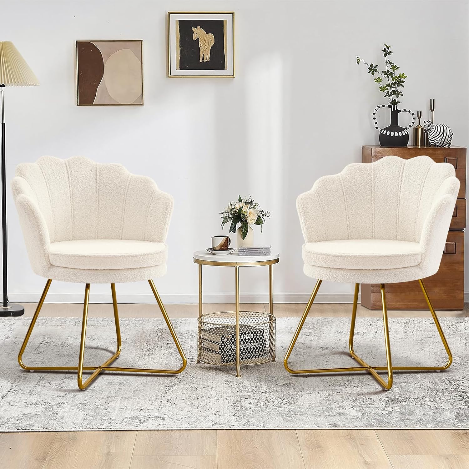 Stylish Shell Accent Chairs Set of 2 for Living Room Decor