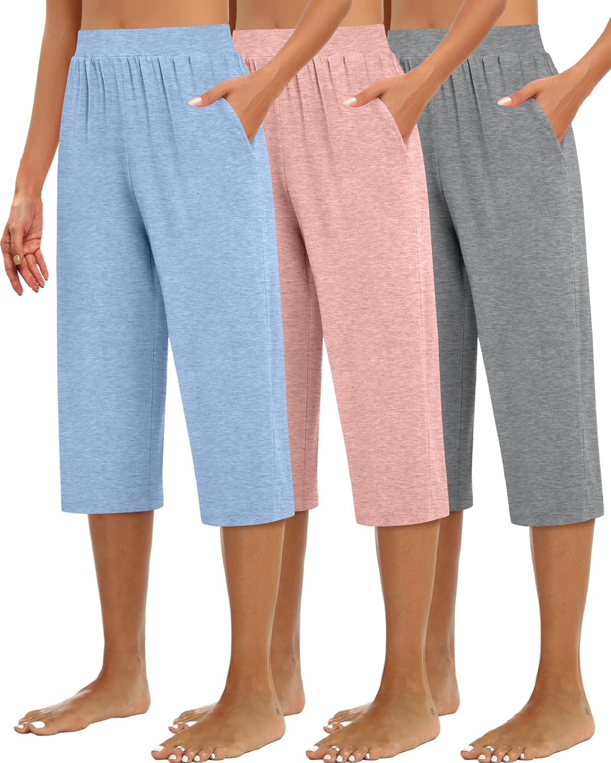 Huukeay Women's Capri Sweatpants: Cozy Wide Leg Cropped Pants