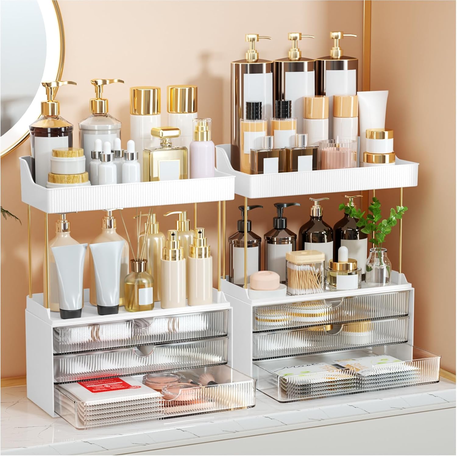 2 Sets Makeup Organizer with 5 Tiers for Bathroom Storage