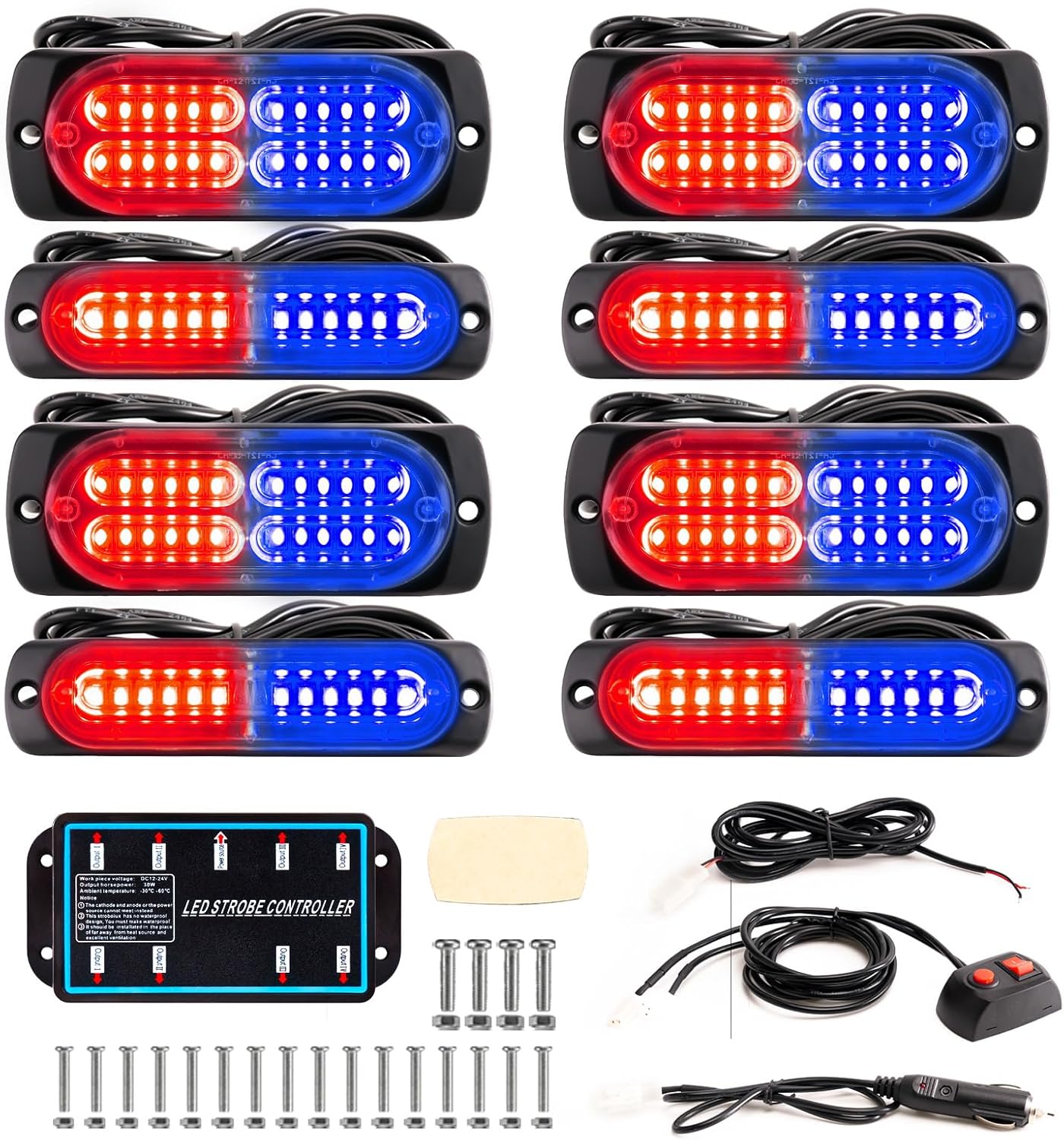BooYu 8-pcs Sync Feature LED Emergency Strobe Lights Review