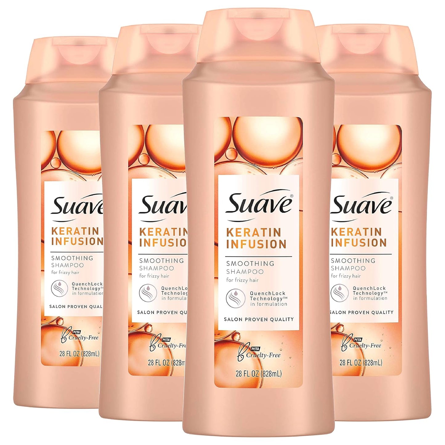 Suave Keratin Infusion Smoothing Shampoo 48-Hour Frizz Control x4