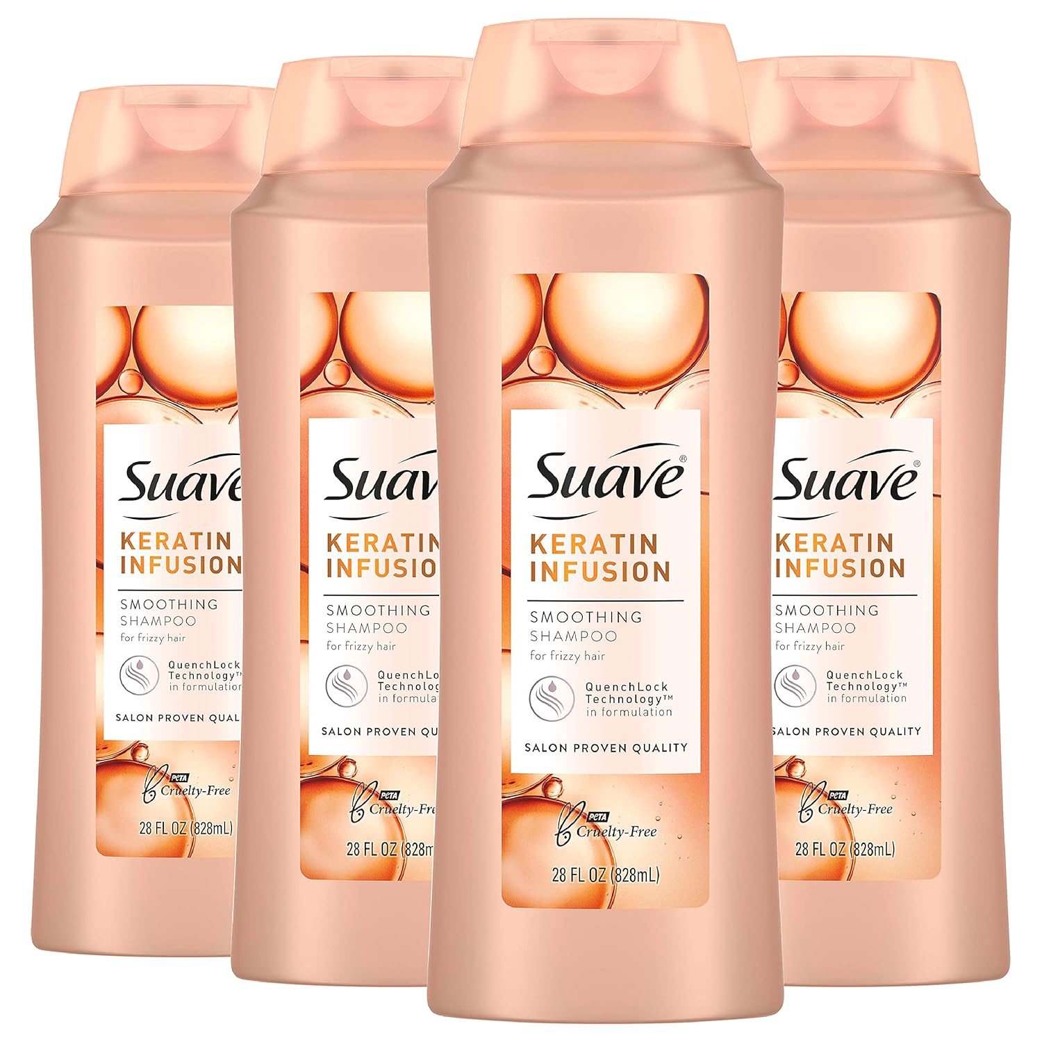 Suave Keratin Infusion Smoothing Shampoo 48-Hour Frizz Control x4