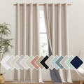 NICETOWN Cream 100% Blackout Linen Curtains 102 in Long - Deep Dark