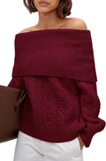 Stylish Off The Shoulder Cable Knit Sweater for Women 2025