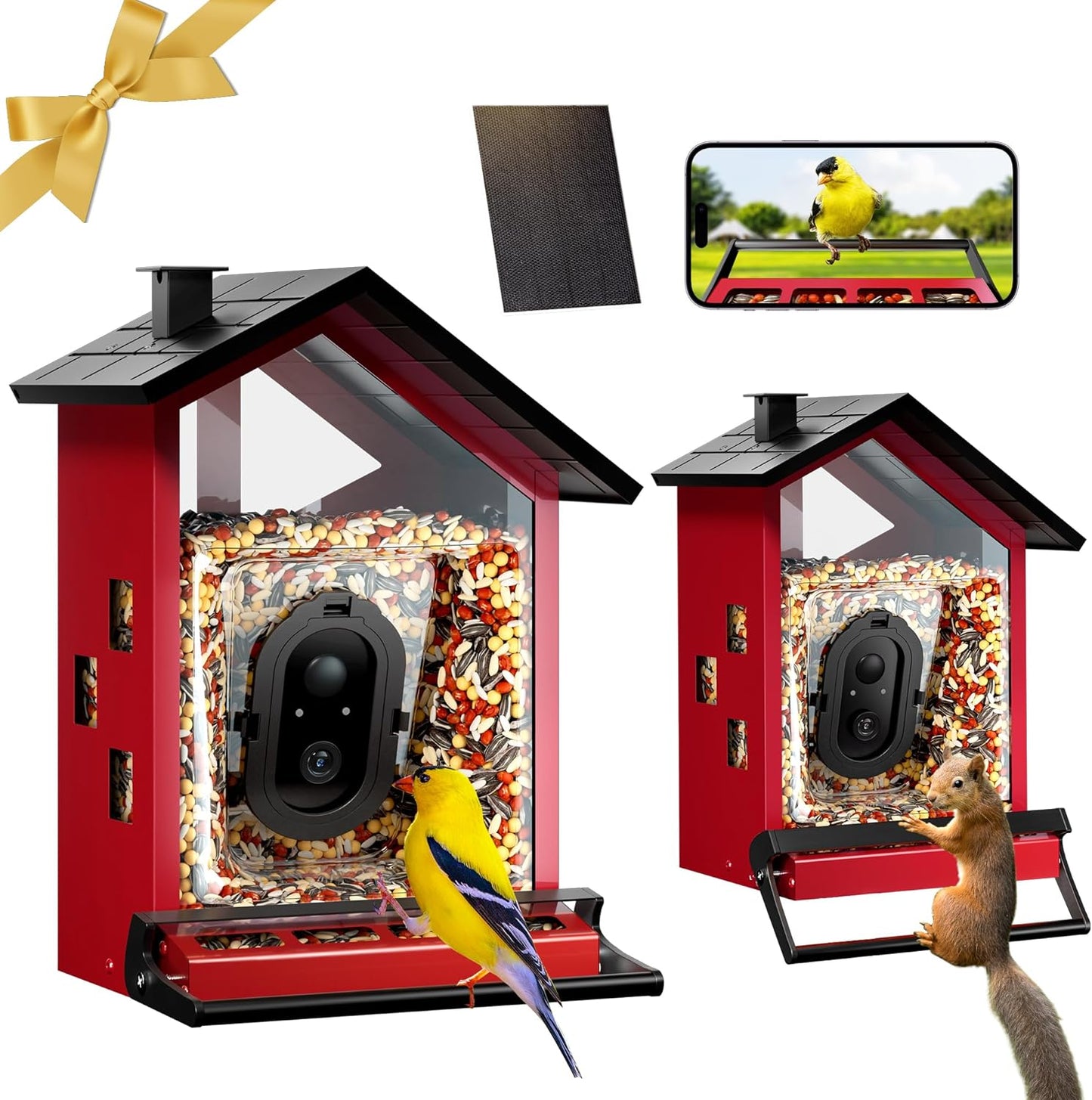 AI Bird Identification Camera, Solar Powered, Security, 3.2L Capacity