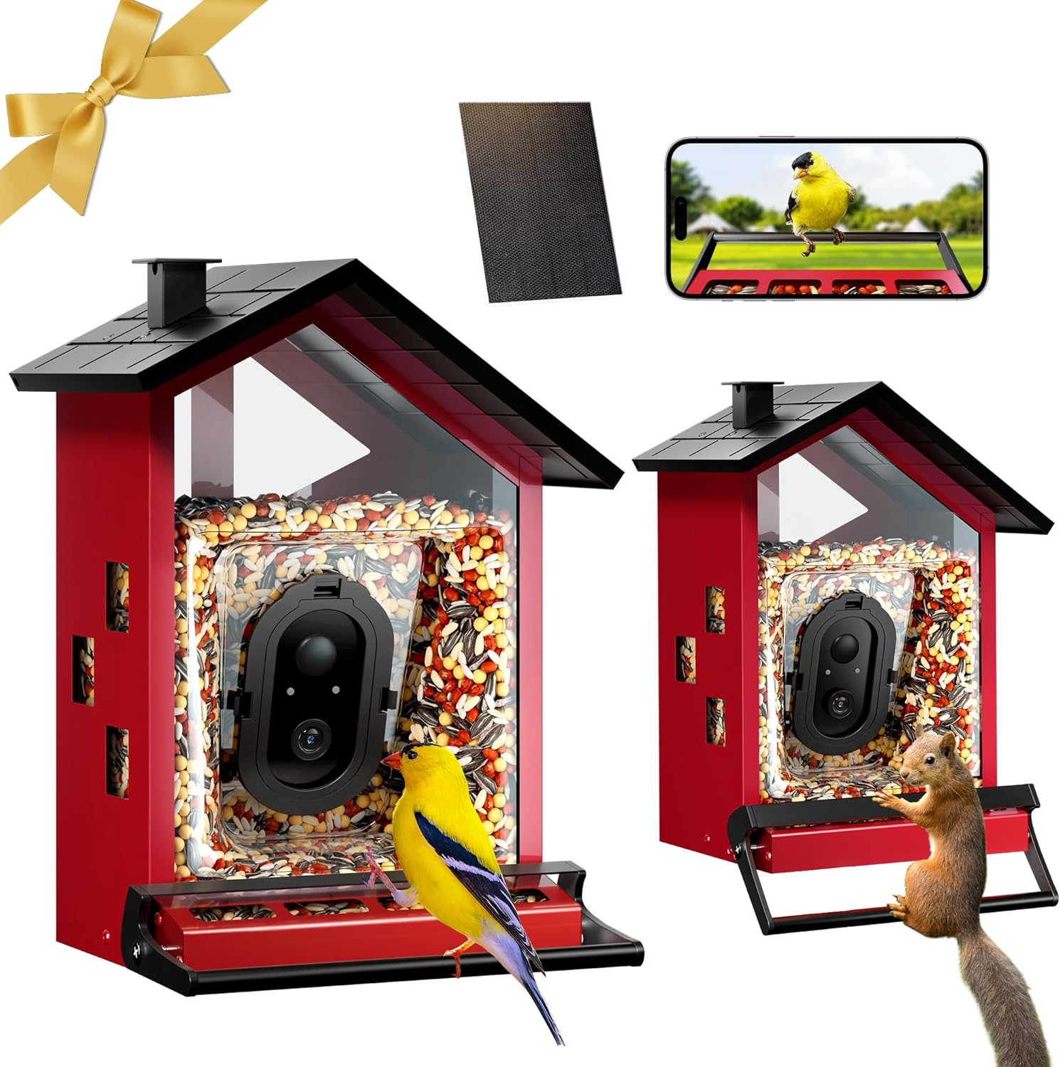 AI Bird Identification Camera, Solar Powered, Security, 3.2L Capacity