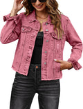 Denim Jacket for Women Distressed Jean Jacket - Lightweight Vintage