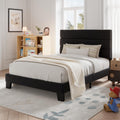 Velvet Headboard Twin Size Platform Bed Frame by Allewie for Elegance