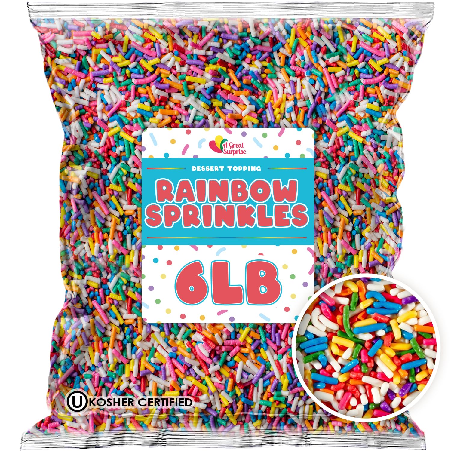 Rainbow Sprinkles Bulk - 6 Pounds of Colorful Jimmies for Fun