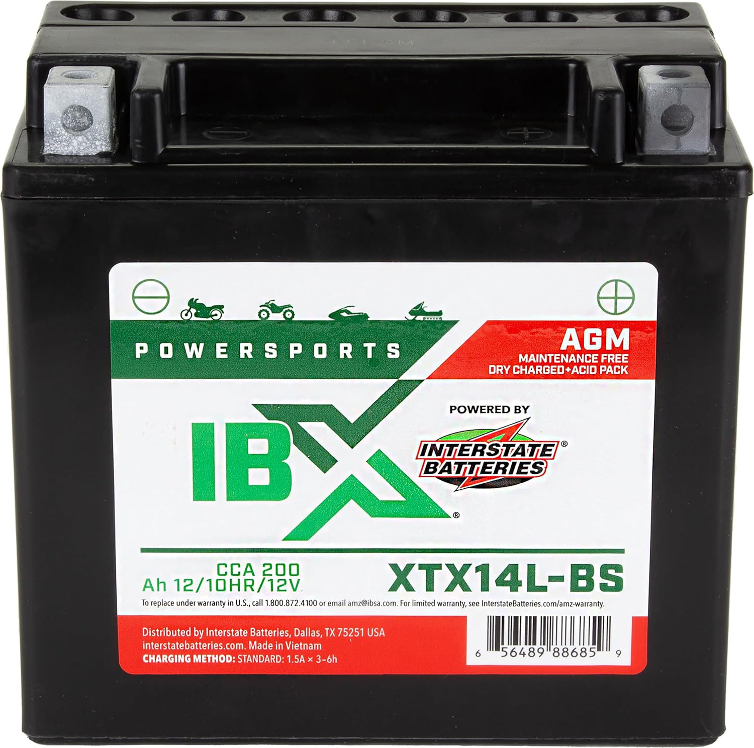 Interstate Batteries YTX14L-BS 12V 12Ah Powersports Battery