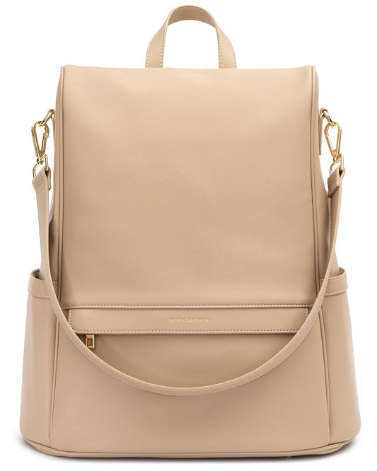 MIA + SOPHIA Leather Diaper Bag Backpack with USB Charging Port