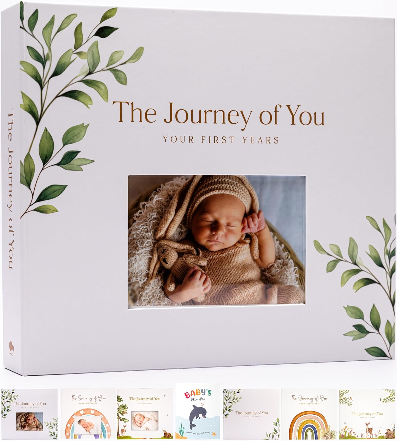 Green Botanical Baby Journal Memory Book for Milestones Up to Age 5