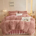 Faux Fur Old Pink Comforter Cover Twin Set - Soft, Cozy Twin Bedding