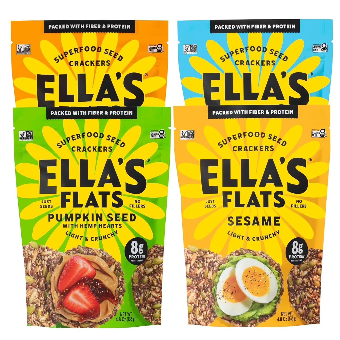 Delicious ELLAS FLATS Variety All Seed Savory Crisps Snack