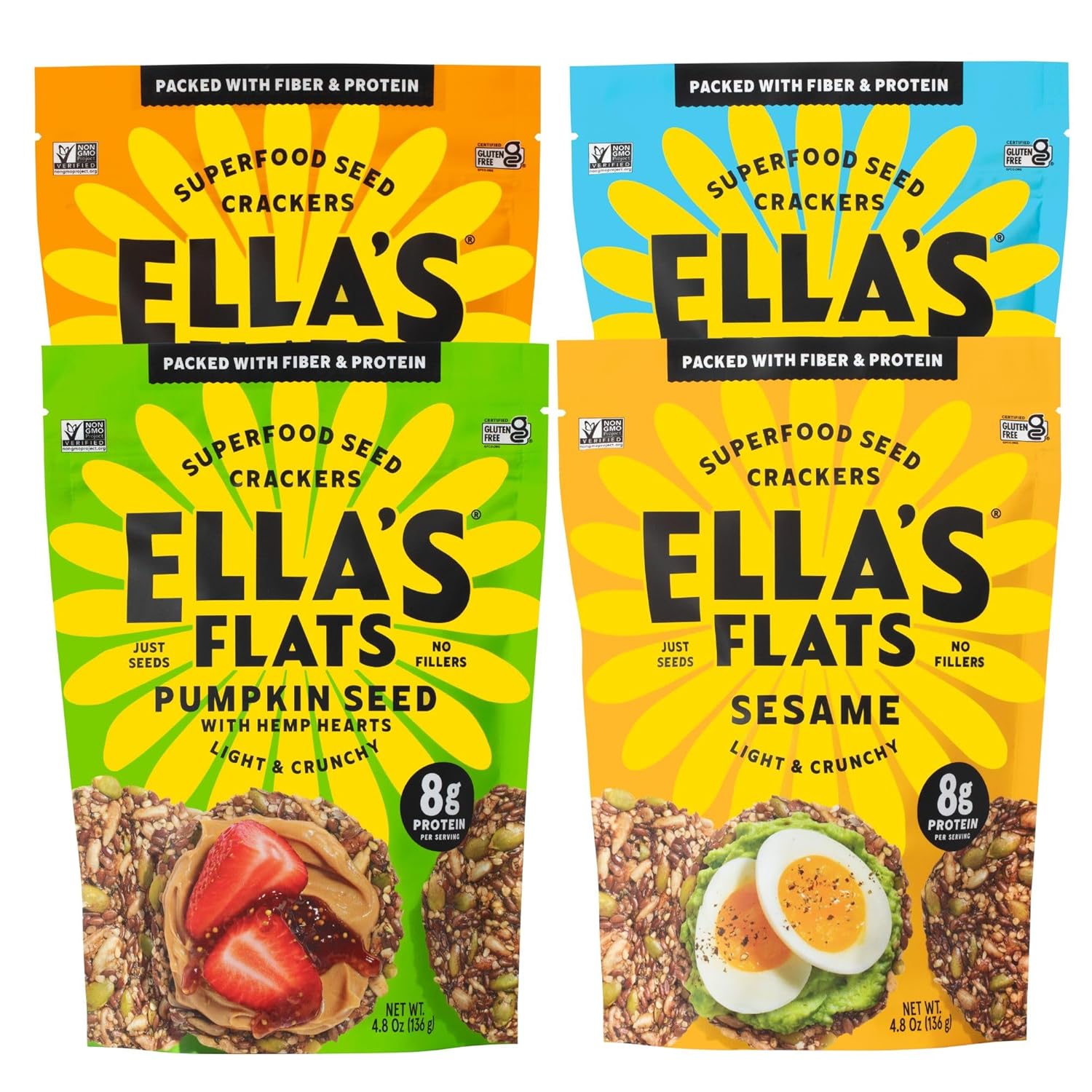 Delicious ELLAS FLATS Variety All Seed Savory Crisps Snack