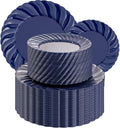 Blue Disposable Plates 100 PCS - Heavy Duty 9in and 6.5in Set