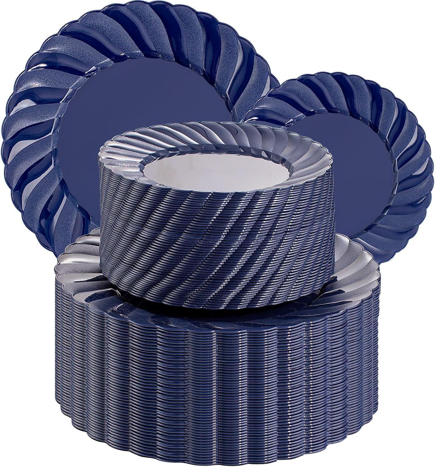 Elegant Blue Disposable Plates for Parties and Weddings - 100PCS