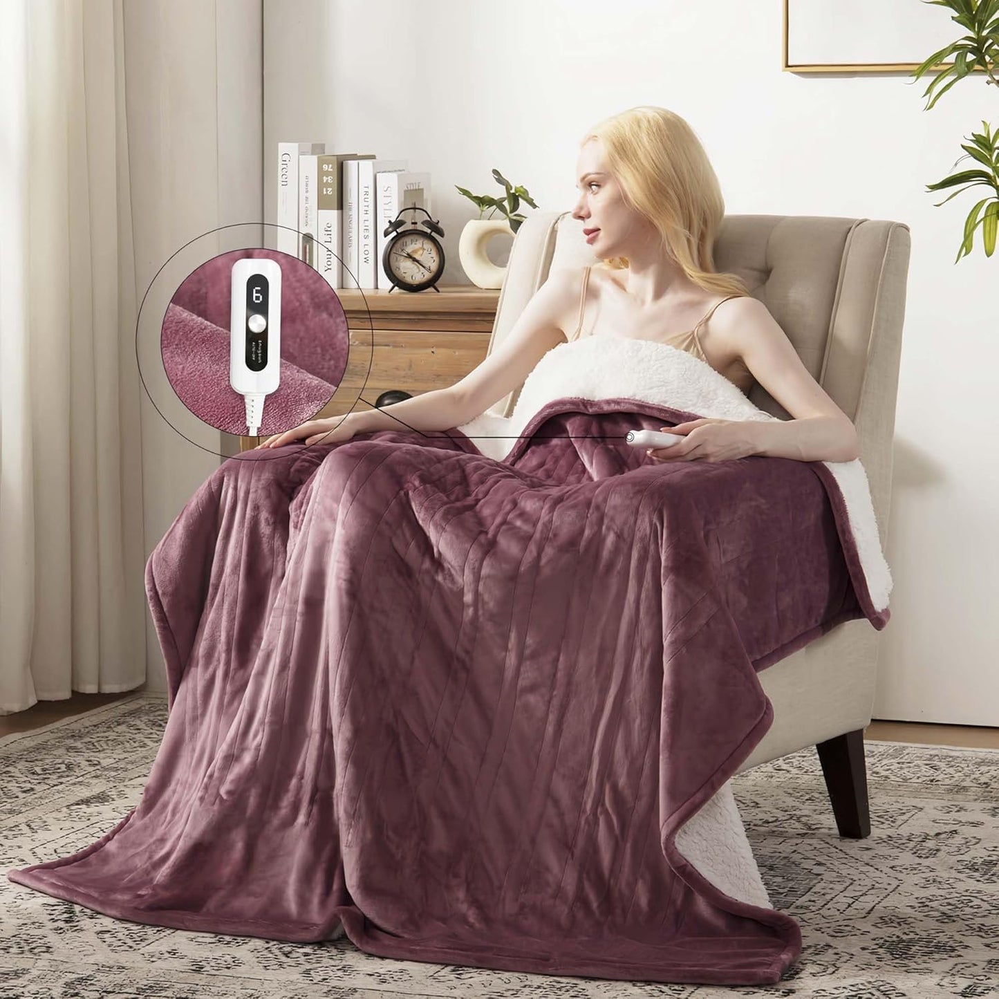 Heated Blanket Throw for Bed, Soft Electric Heating Blanket