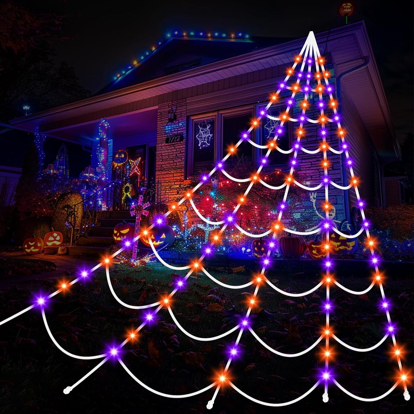 Halloween Decorations Spider Webs Lights for Spooky Nights