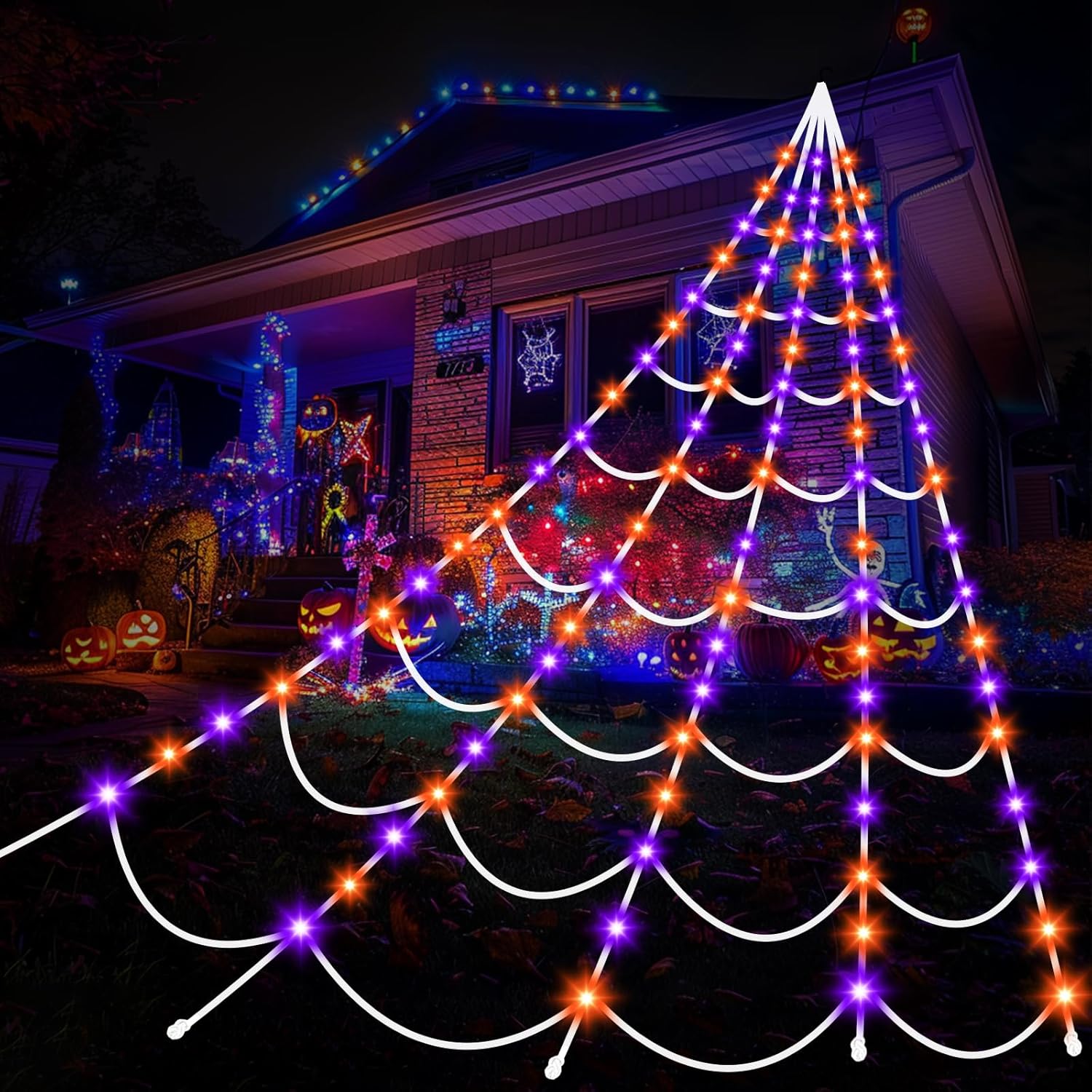 Halloween Decorations Spider Webs Lights for Spooky Nights