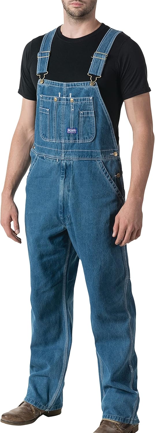 Big Smith Men's Stonewashed Bib Overall for Comfort and Durability